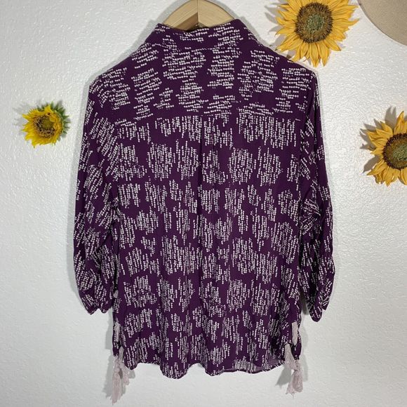 Prescott New York Purple Button Scrunchy Sleeve Blouse Plus Size 1X Women’s - Picture 9 of 11